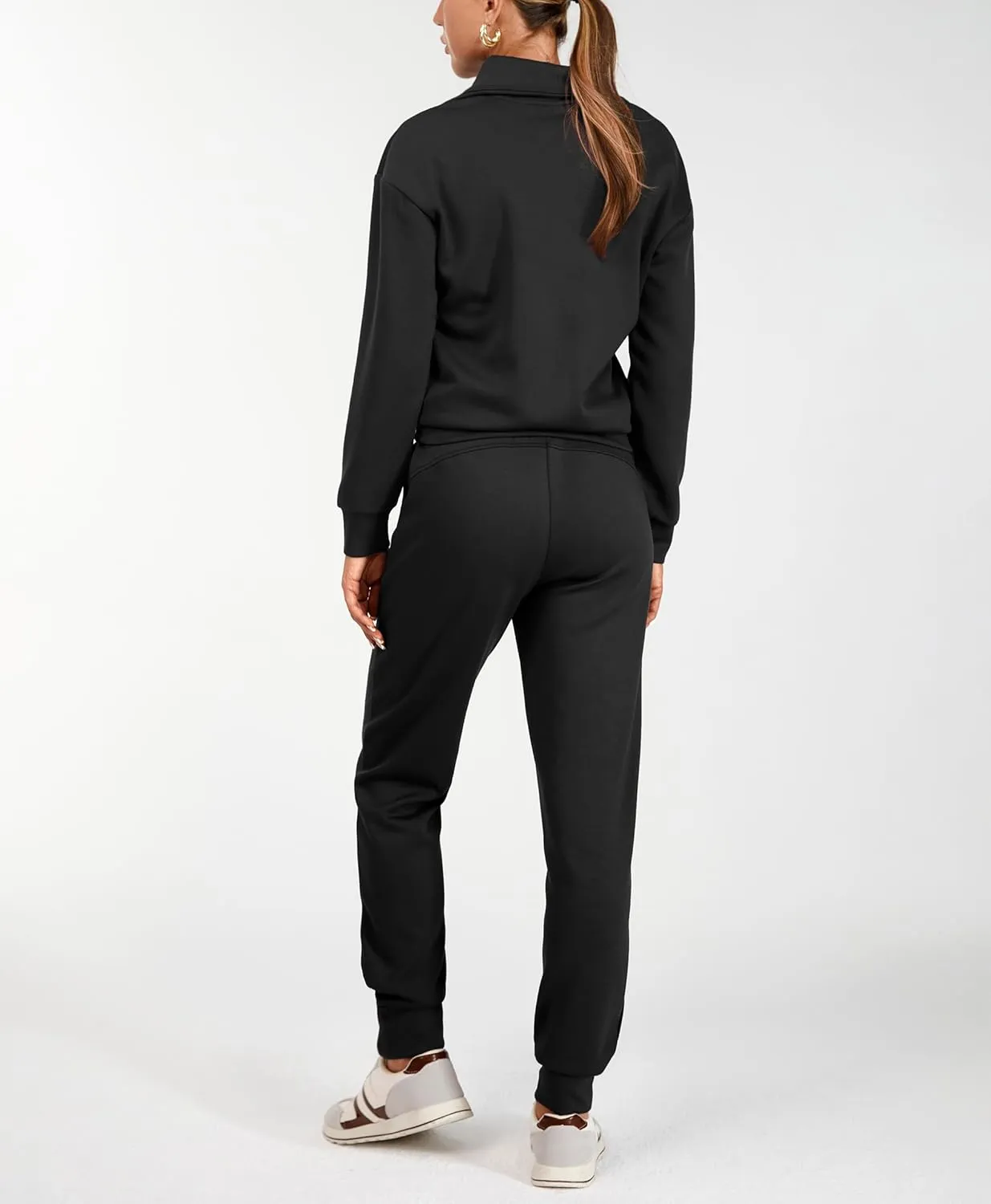 AFITNE Women's 2 Piece Outfits Sweatsuits Long Sleeve Tracksuit Casual Lapel Half Zip Sweatshirt Joggers Sweatpants Set