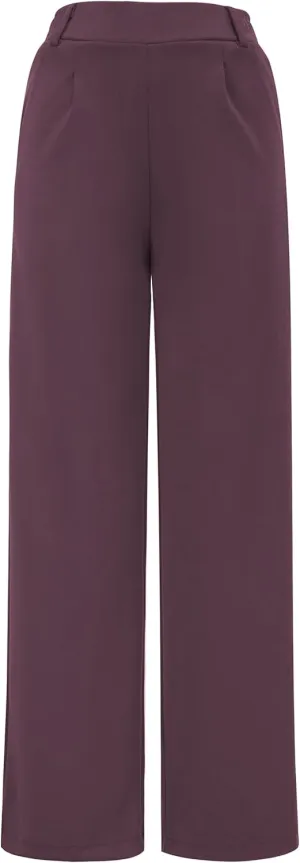 AFITNE Womens Wide Leg Work Pants High Waist Pull On Dress Pants Elastic Waistband Casual Slacks with Thick Fabric