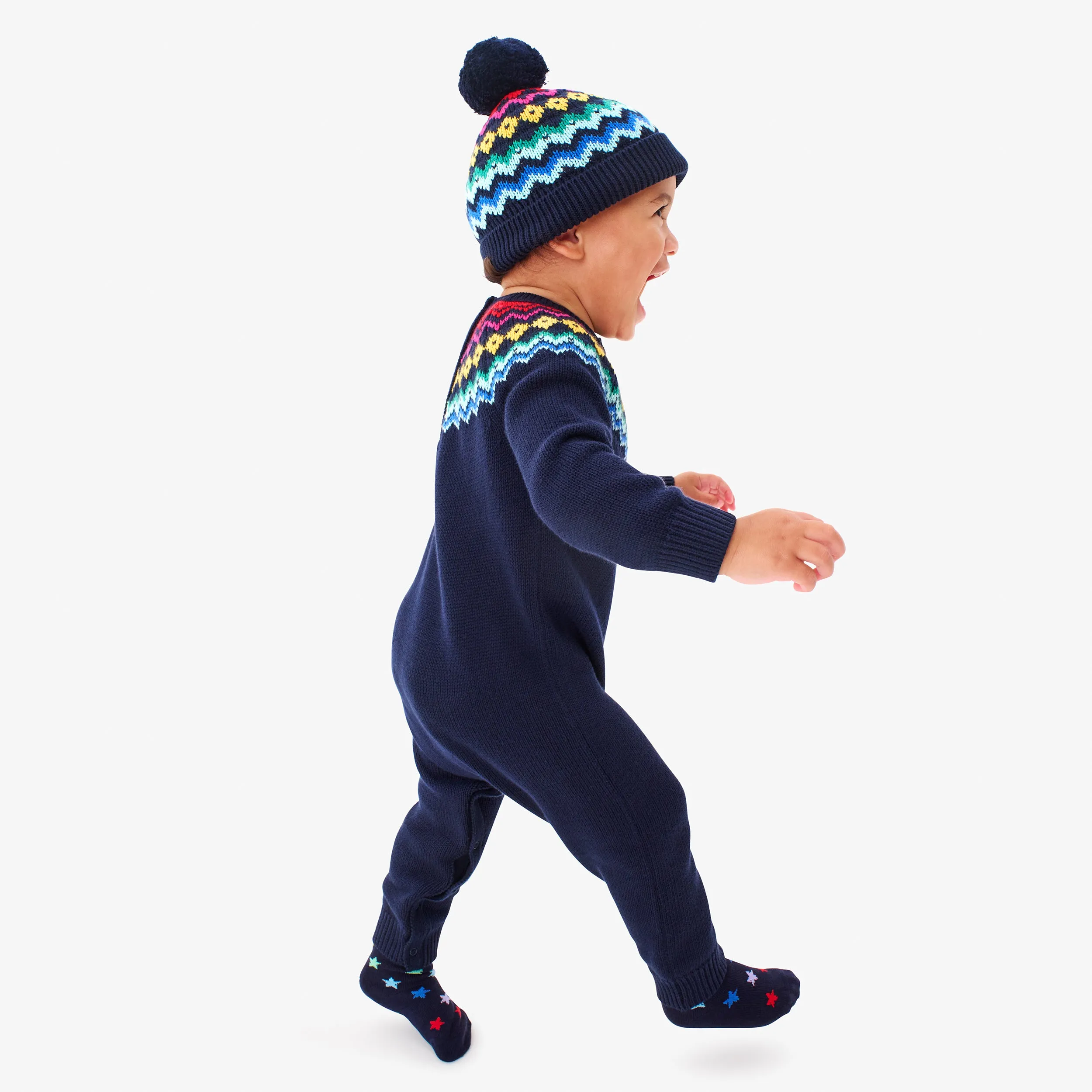 Baby rainbow fair isle romper