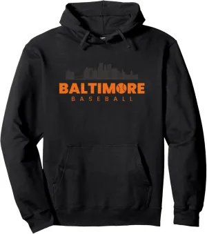 Baltimore Baseball Minimalist City Skyline Baseball Lover Pullover Hoodie