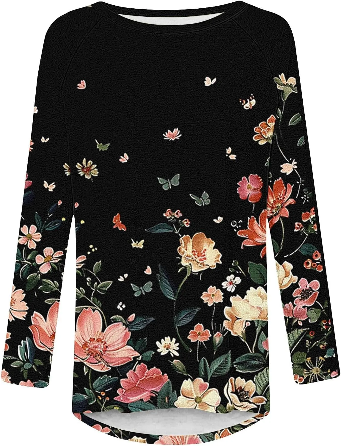 Blouses for Women Dressy 2025 Tunic Tops Long Sleeve Floral T-Shirts Boho Tees Loose Pullover Causal Trendy Outfits