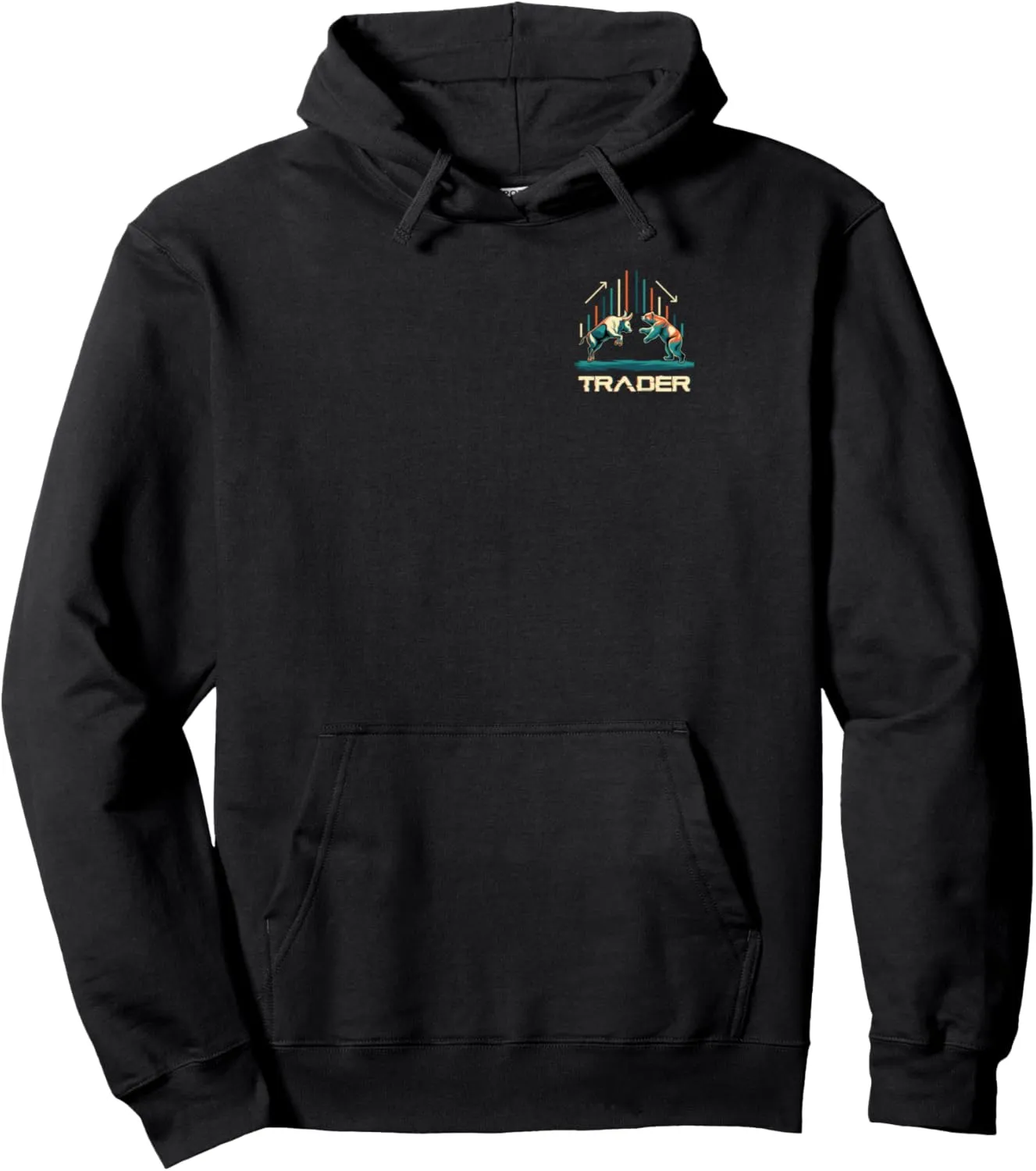 Bull and Bear Trader Stock Market Minimalist Pullover Hoodie