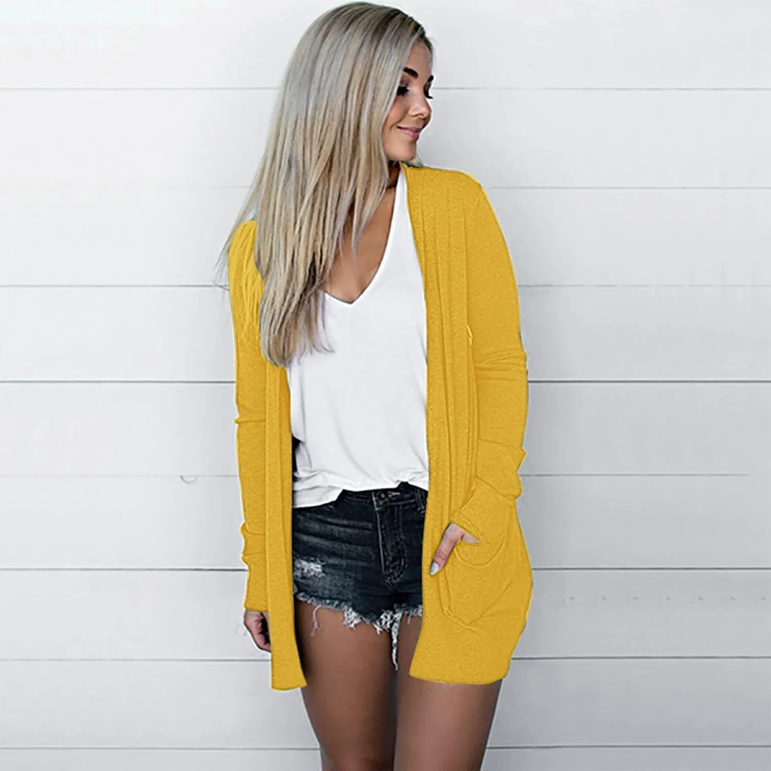 Cardigans for Women 2024,Lightweight Open Front Cardigan Shirts Trendy Dressy Blouses Casual Long Sleeve Pocket