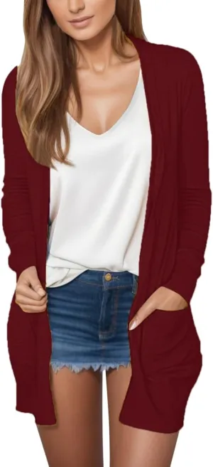 Cardigans for Women 2024,Lightweight Open Front Cardigan Shirts Trendy Dressy Blouses Casual Long Sleeve Pocket
