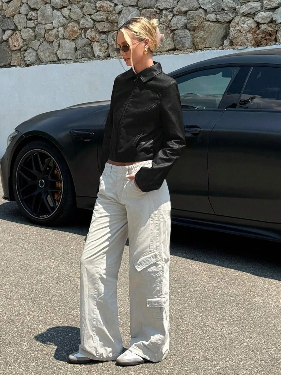 Casual jackets for women Black Casual Minimalist Leather Jacket