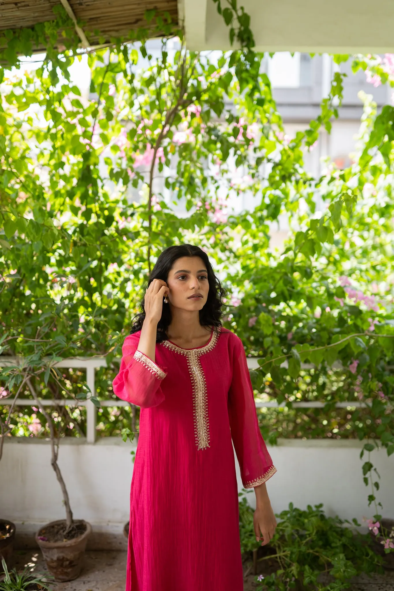 COMFORT FIT KURTA SET HANDWOVEN CHANDERI