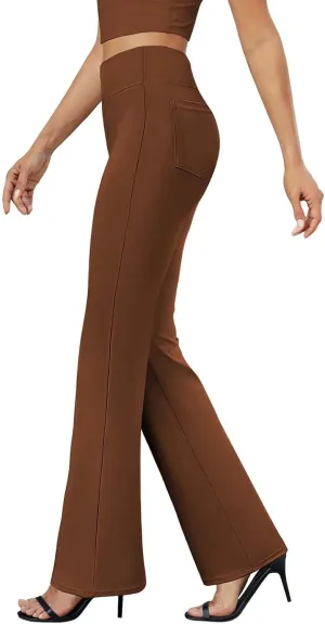 Dress Pants for Women 2025 Fashion High Waisted Yoga Pants Casual Comfy Stretch Office Business Trousers with Pockets