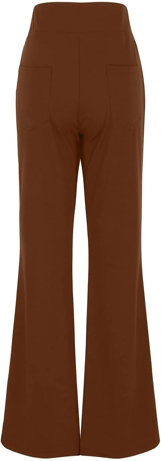 Dress Pants for Women 2025 Fashion High Waisted Yoga Pants Casual Comfy Stretch Office Business Trousers with Pockets