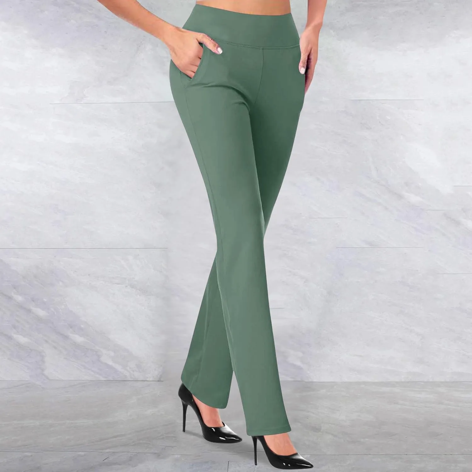Dress Pants for Women Casual Office Business Pencil Pants 2025 Trendy High Waisted Comfy Stretch Trouser with Pocket