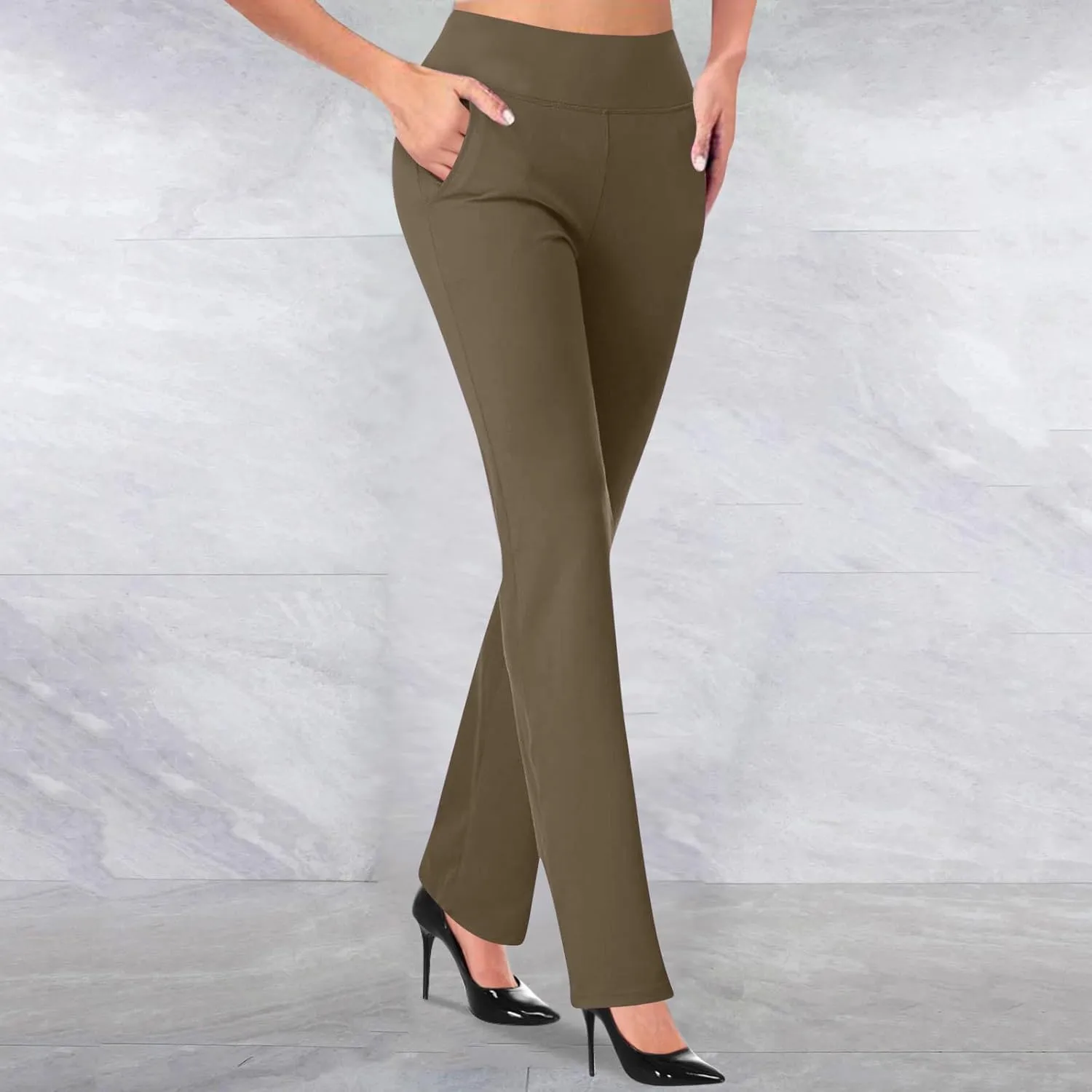 Dress Pants for Women Casual Office Business Pencil Pants 2025 Trendy High Waisted Comfy Stretch Trouser with Pocket