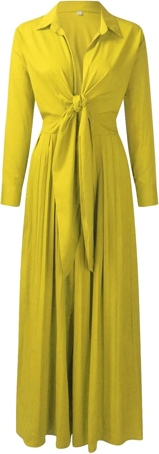 Elegant Jumpsuits for Women Formal Deep V-Neck Jumpsuit High Waisted Long Sleeve Lapel Collar Romper with Pockets
