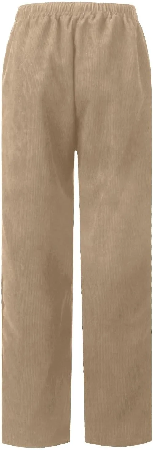 eoeioa Corduroy Pants Women High Waisted Straight Leg Trousers Baggy Comfy Stretch Drawstring Business Work Pants with Pocket