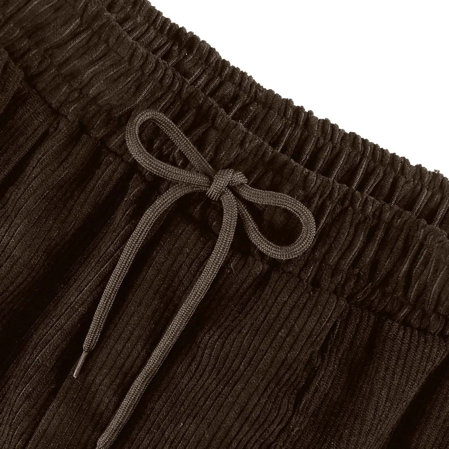 eoeioa Corduroy Pants Women High Waisted Straight Leg Trousers Baggy Comfy Stretch Drawstring Business Work Pants with Pocket