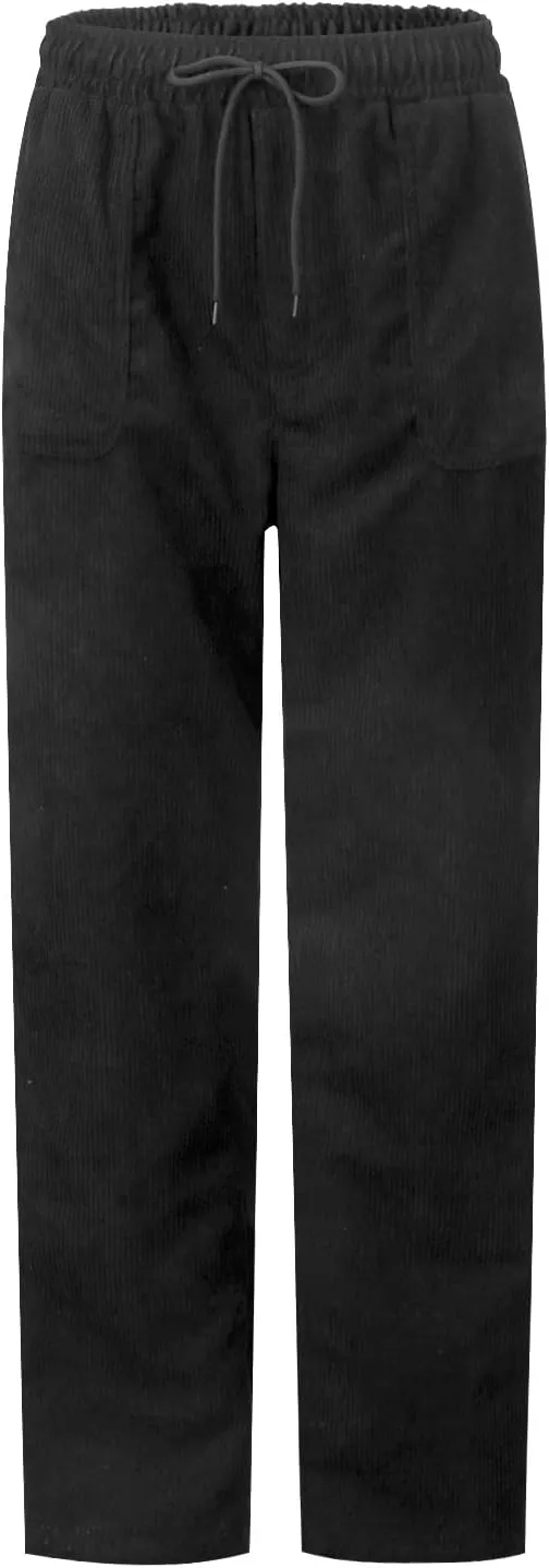 eoeioa Corduroy Pants Women High Waisted Straight Leg Trousers Baggy Comfy Stretch Drawstring Business Work Pants with Pocket