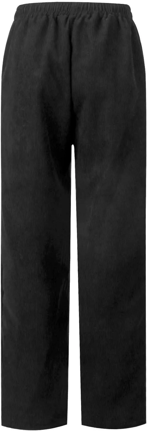 eoeioa Corduroy Pants Women High Waisted Straight Leg Trousers Baggy Comfy Stretch Drawstring Business Work Pants with Pocket