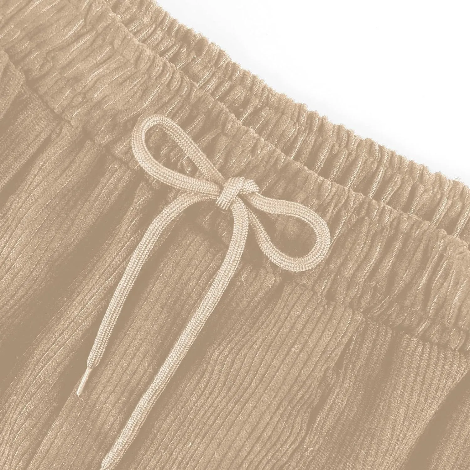 eoeioa Corduroy Pants Women High Waisted Straight Leg Trousers Baggy Comfy Stretch Drawstring Business Work Pants with Pocket