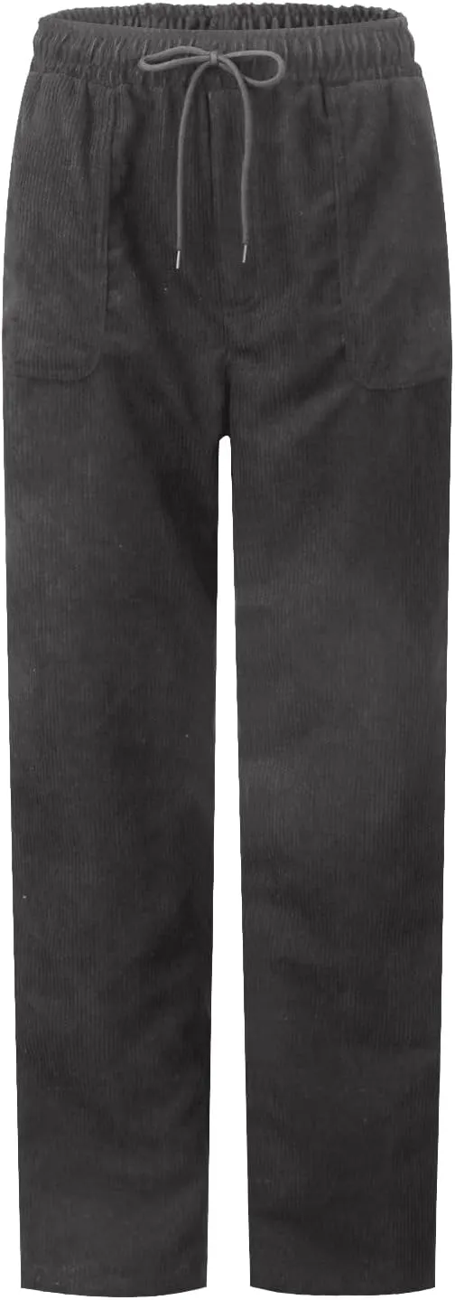 eoeioa Corduroy Pants Women High Waisted Straight Leg Trousers Baggy Comfy Stretch Drawstring Business Work Pants with Pocket