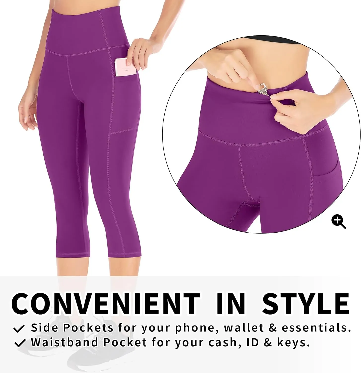 Ewedoos Womens Yoga Pants with Pockets Capri Leggings for Women Tummy Control Workout Leggings Compression Capris Pants