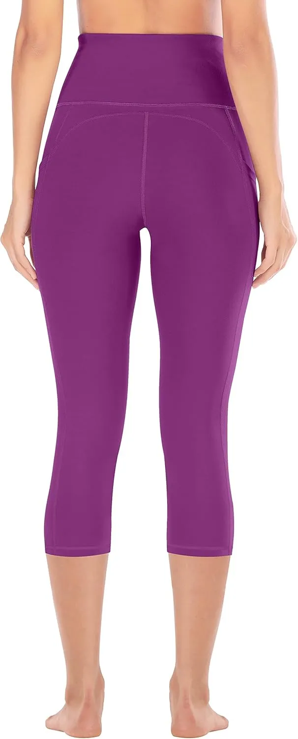 Ewedoos Womens Yoga Pants with Pockets Capri Leggings for Women Tummy Control Workout Leggings Compression Capris Pants