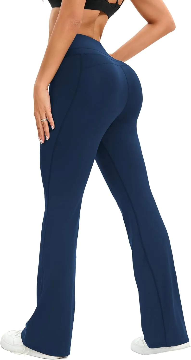Flare Leggings for Women,High Waisted Women Yoga Pants with Tummy Control,Casual Bell Bottoms Flared Leggings