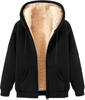 Fleece Jacket Men Fleece Jacket Women Unisex Fall Winter Warm Plush Lined Sherpa Cardigan Casual Long Sleeve Hoodies