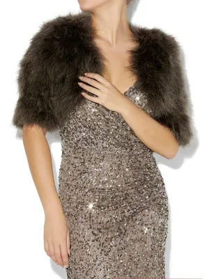 Francesca Mocha Feather Bolero