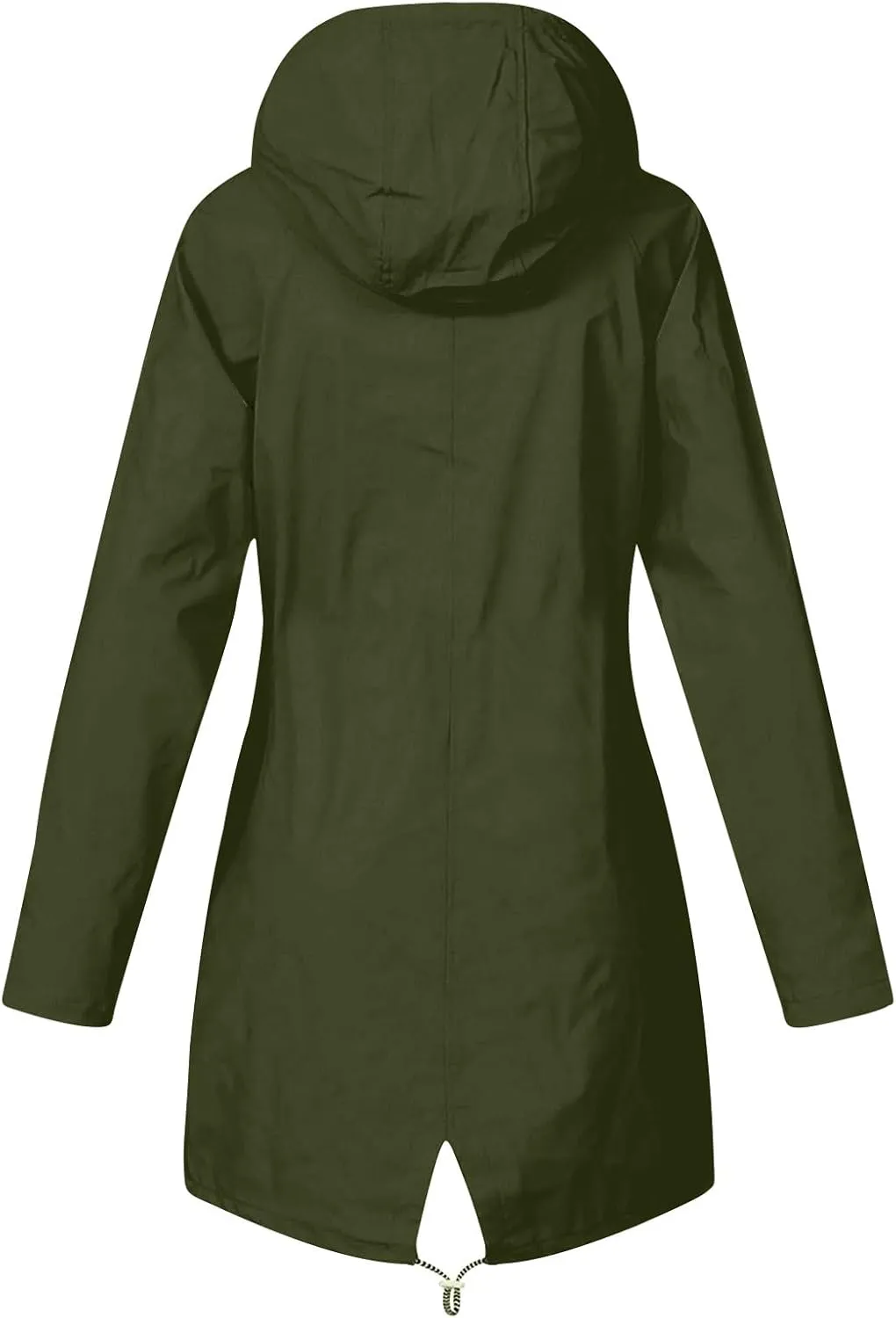 Gcvizuso Womens Raincoats Waterproof Lightweight Active Jacket Outdoor Long Sleeve Windbreaker Hooded Drawstring Trench Coat