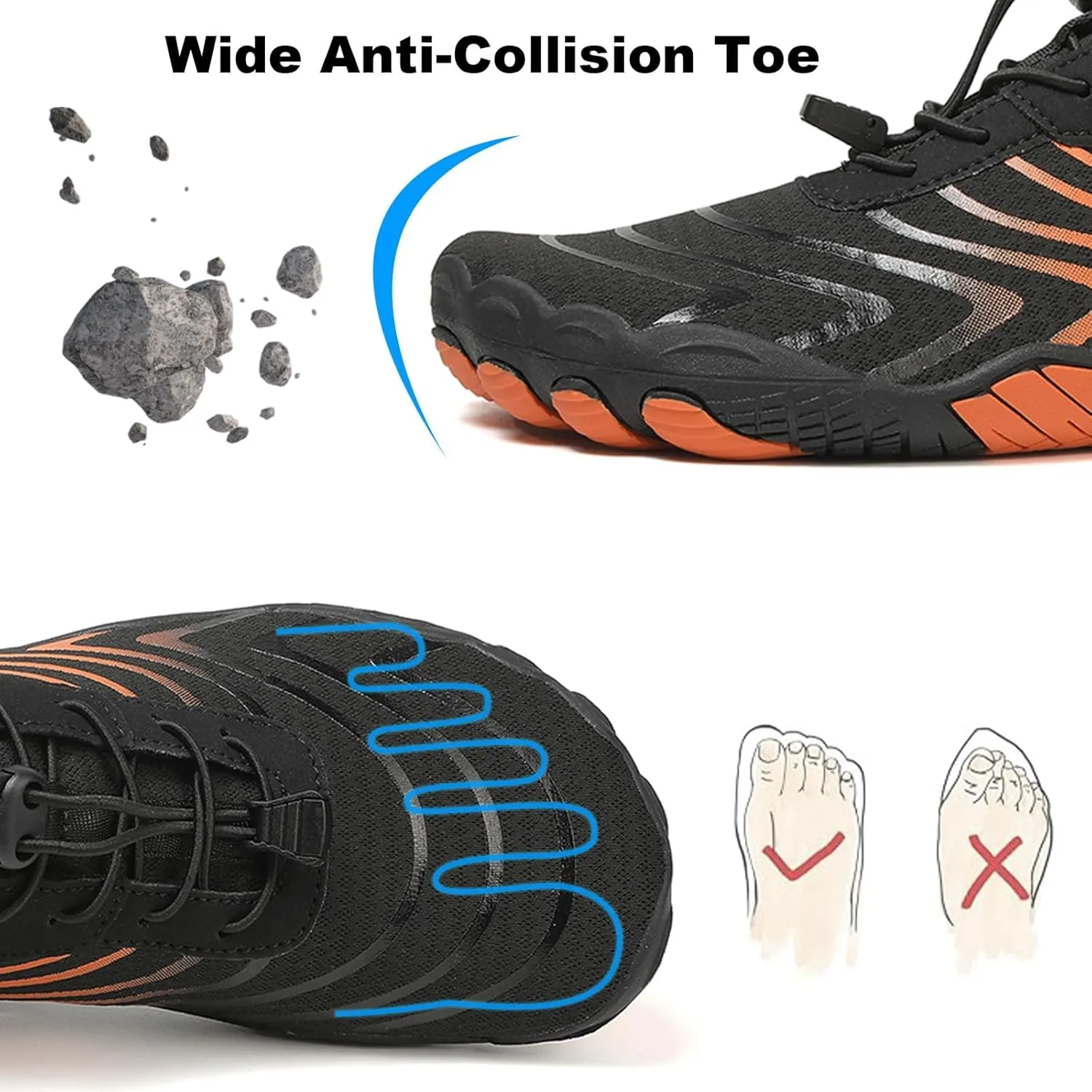 Grounded Footwear Barefoot Shoes Women&Men Neuropathy Hiking Footwear Barefoot Womens Shoes Non-Slip Outdoor Unisex Water Pro Beach Shoe Wide Toe Box Sneakers, Diabetic Shoe, Waterproof, Quick-Dry
