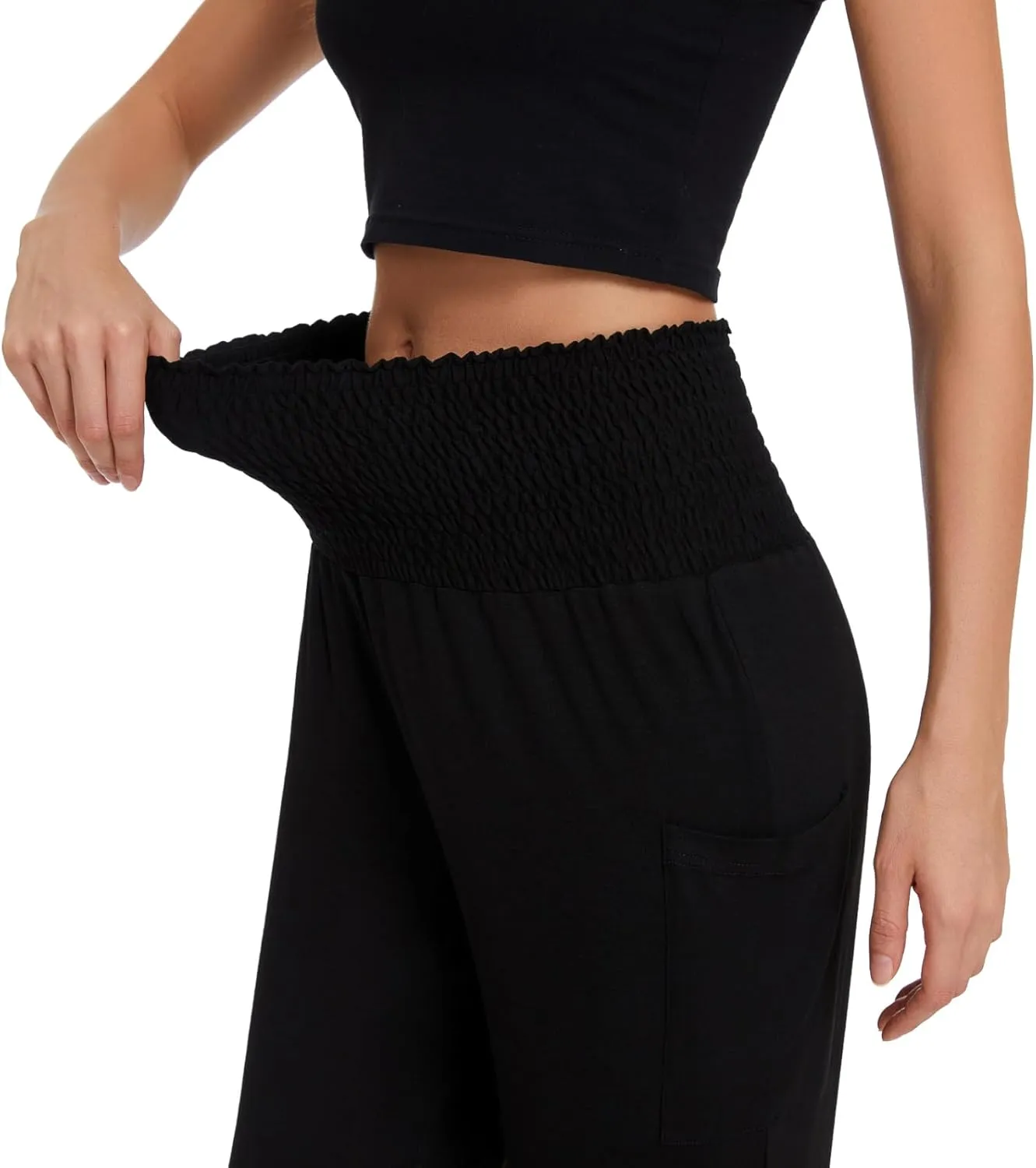 Harem Pants for Women with Pockets, High Waisted Comfy Stretch Loose Sweatpants for Workout, Running, Yoga