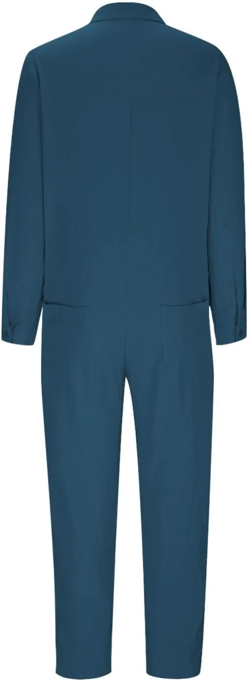 HGps8w One Piece Jumpsuits for Women Casual Cotton Linen Long Sleeve Button Down Coverall Jumpsuit Romper Overalls