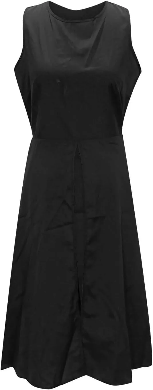 HGps8w Womens Split Front Crepe Overlay Jumpsuit Elegant Sleeveless Flowy Tunic Shirt Dressy 2 Piece Formal Dress Set Rompers