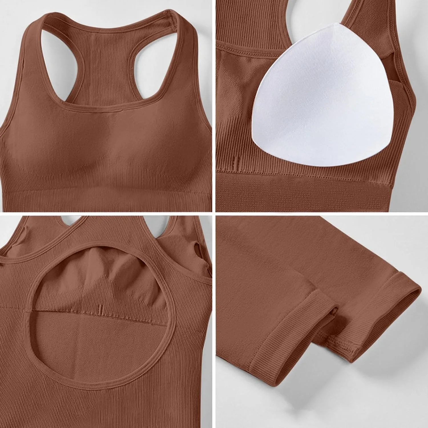 HGps8w Yoga Jumpsuit for Women Seamless Sexy Open Back Racerback One Piece Workout Romper Shapewear Leggings
