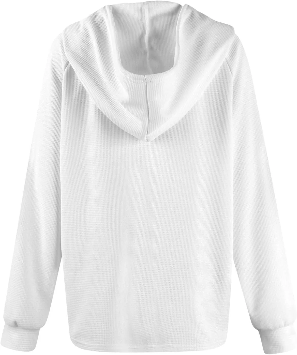 Hoodies for Women Fall Outfits for Women 2024 Waffle Knit Drawstring Button V Neck Sweatshirt Long Sleeve Tops