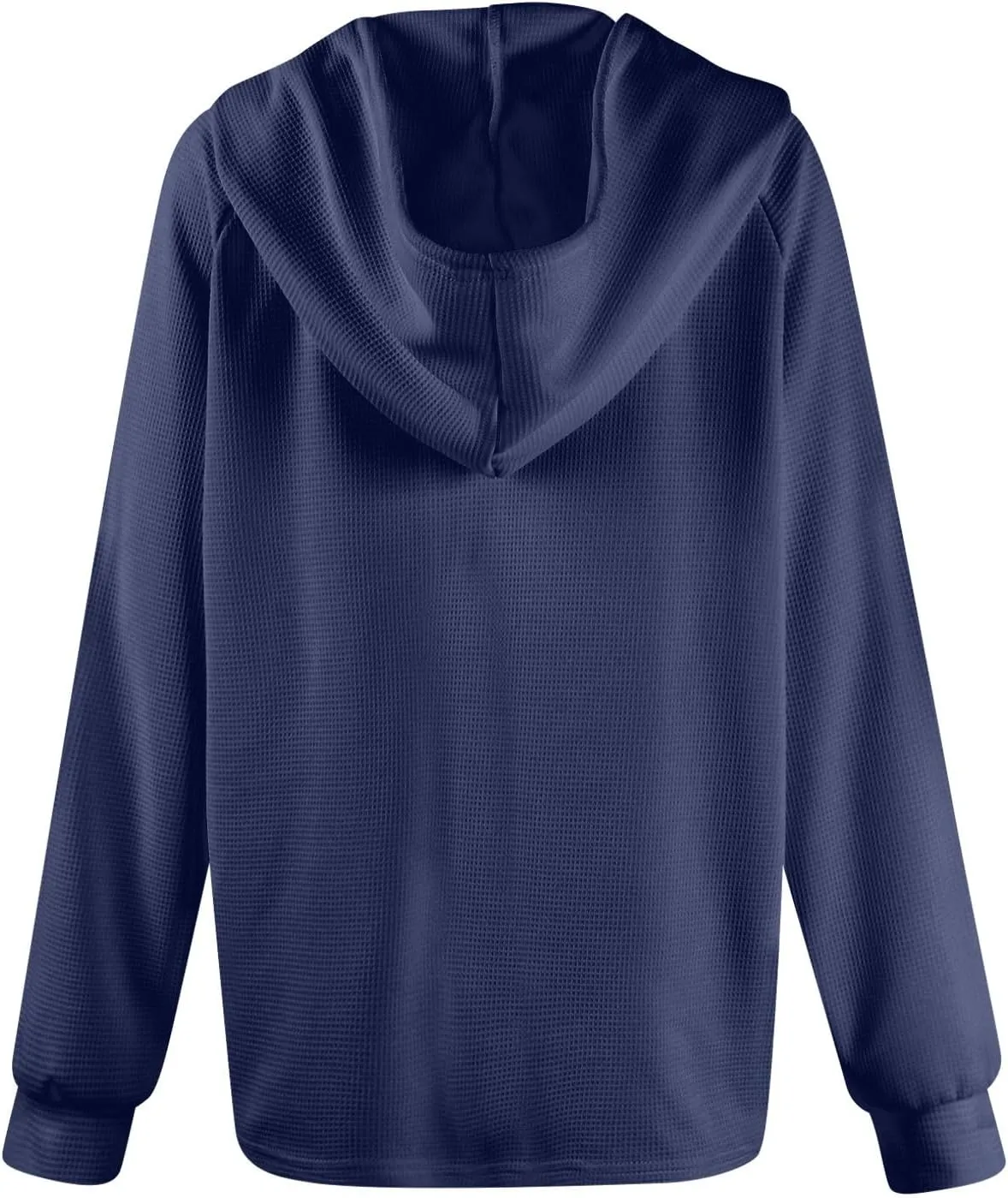 Hoodies for Women Fall Outfits for Women 2024 Waffle Knit Drawstring Button V Neck Sweatshirt Long Sleeve Tops