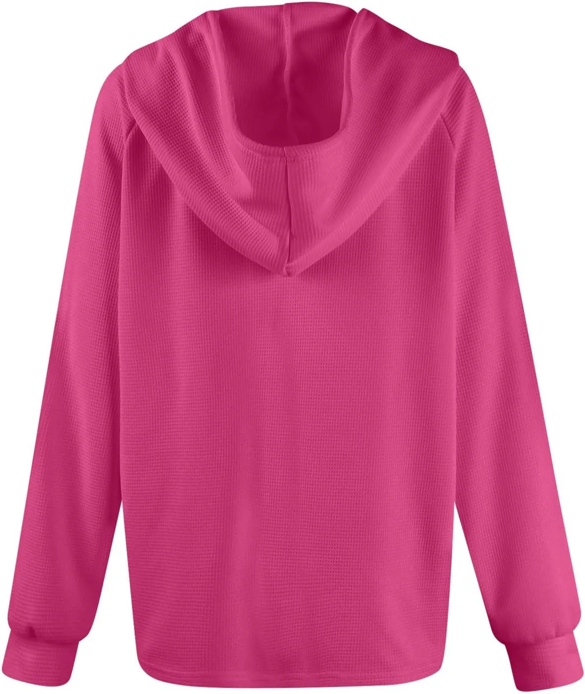 Hoodies for Women Fall Outfits for Women 2024 Waffle Knit Drawstring Button V Neck Sweatshirt Long Sleeve Tops