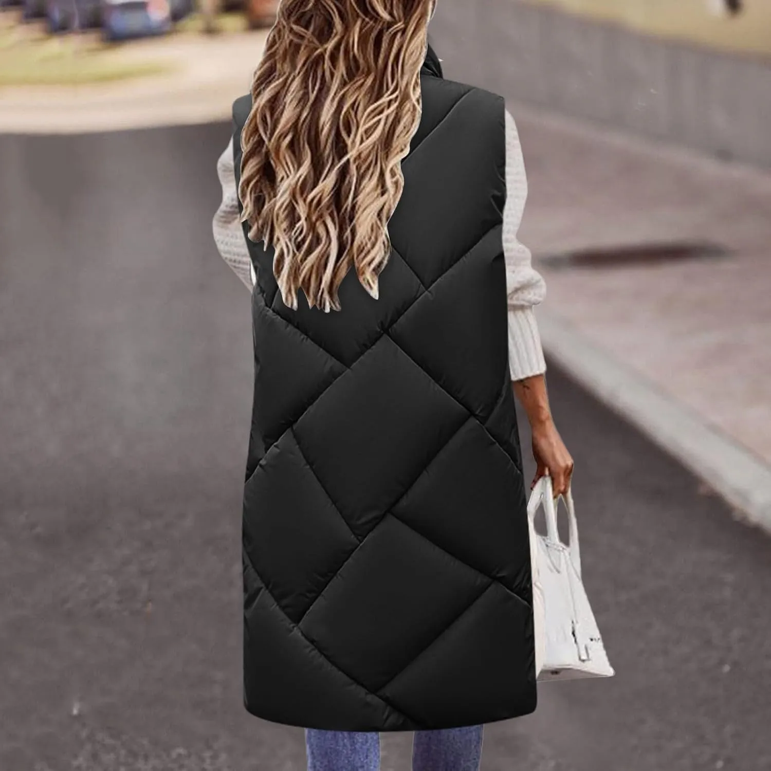 iLH Oversized Down Vests Women'S Outdoor Coats Hooded Long Puffy Vests Winter Coats Sleeveless Insulated Jackets Womens