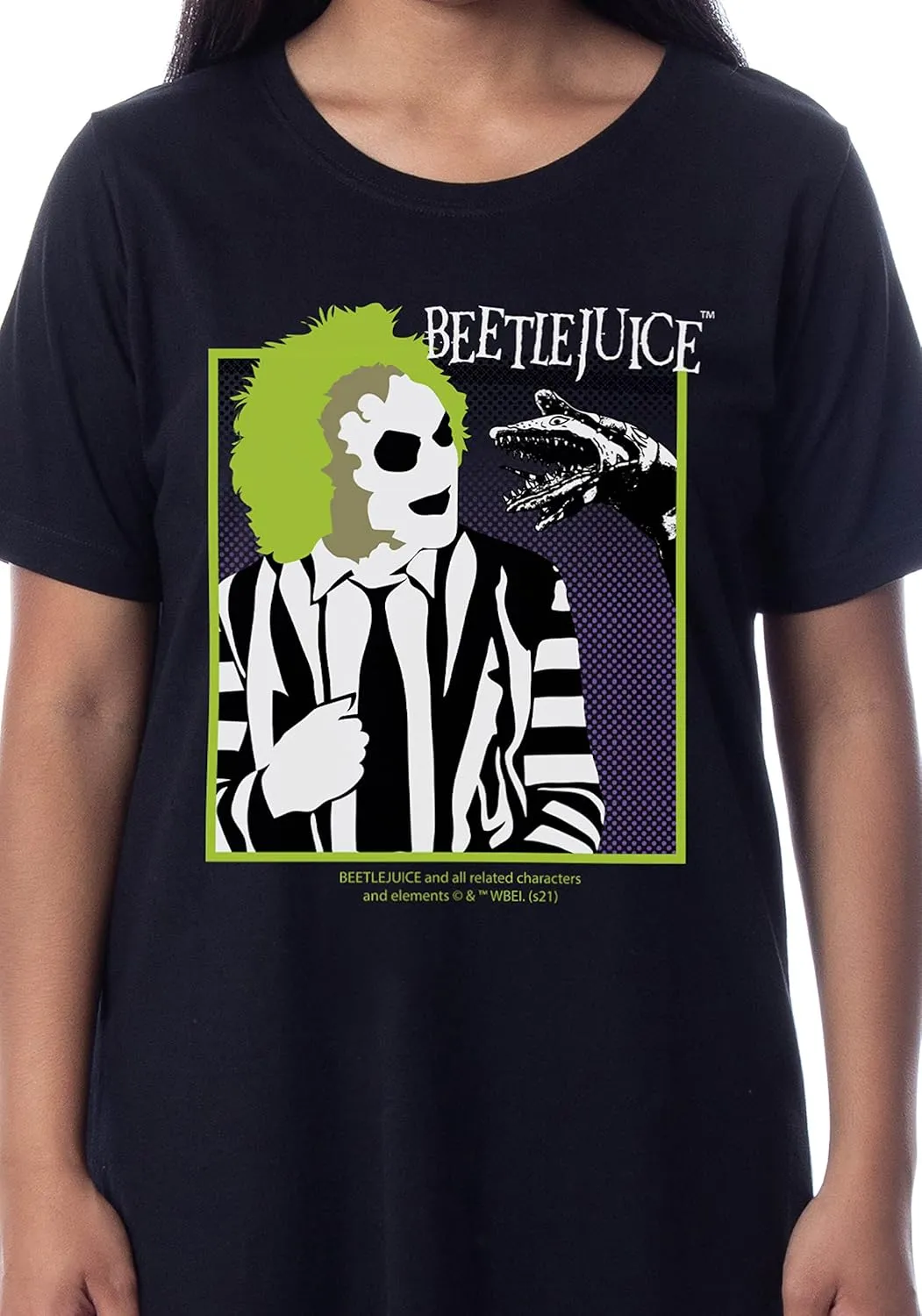 INTIMO Beetlejuice Womens' Minimalist Character Logo Nightgown Sleep Pajama Shirt