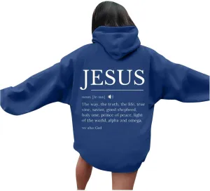 Jesus Hoodies for Women Teen Girls Oversized Christian Bible Verse Y2K Hooded Long Sleeve Christian Hoodie