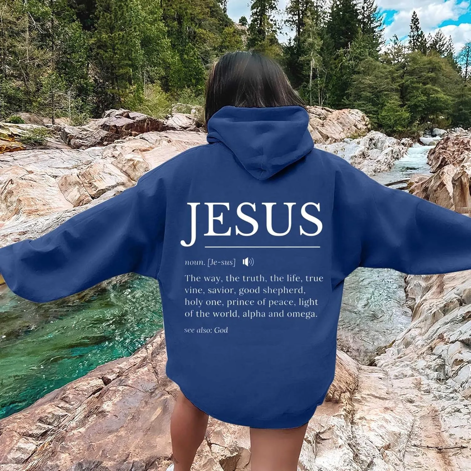 Jesus Hoodies for Women Teen Girls Oversized Christian Bible Verse Y2K Hooded Long Sleeve Christian Hoodie