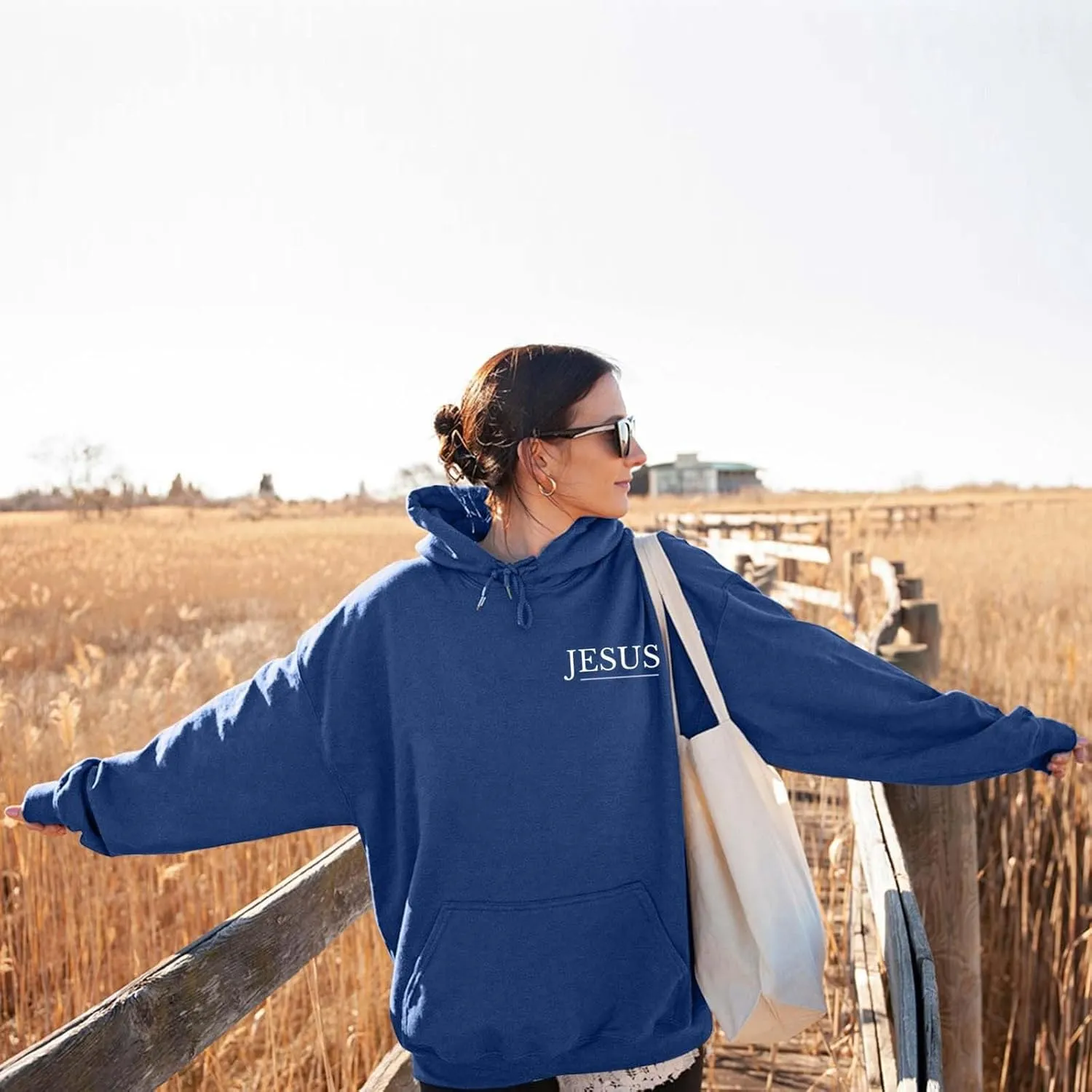 Jesus Hoodies for Women Teen Girls Oversized Christian Bible Verse Y2K Hooded Long Sleeve Christian Hoodie