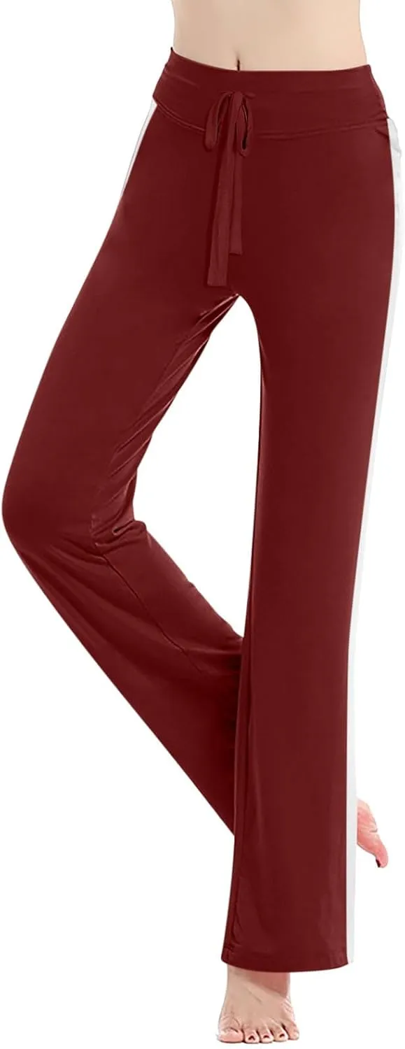 JOAU Wide Leg Yoga Pants for Women Drawstring High Waisted Side Stripe Sweatpants Comfy Stretch Lounge Athletic Trousers