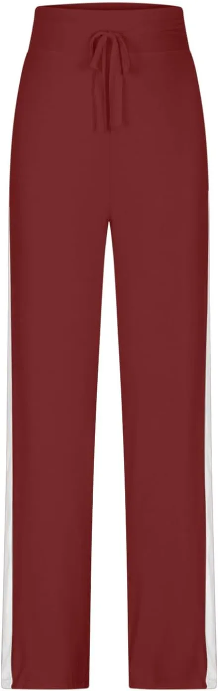 JOAU Wide Leg Yoga Pants for Women Drawstring High Waisted Side Stripe Sweatpants Comfy Stretch Lounge Athletic Trousers