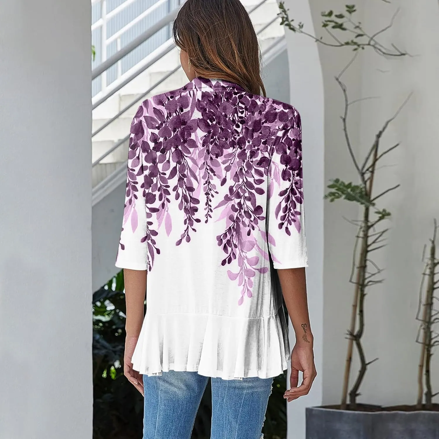 Kimonos for Women Breathable Open Front Tops Lightweight Cardigan Lrregular Hemline Cover Up Loose Fit Casual Coat