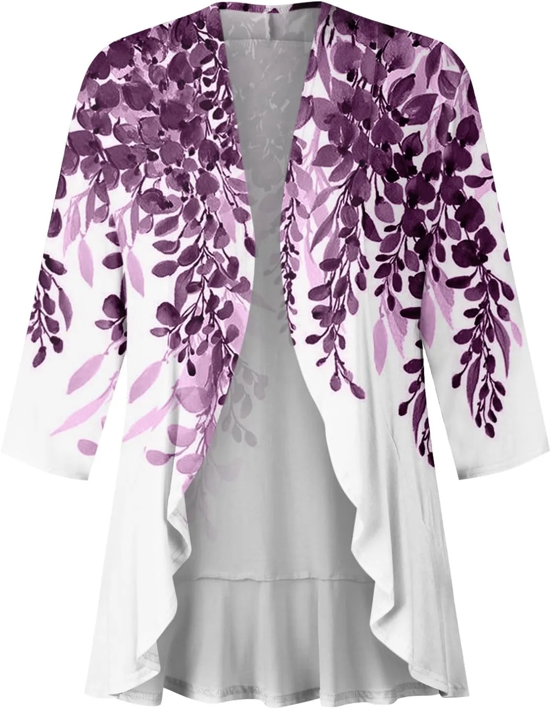 Kimonos for Women Breathable Open Front Tops Lightweight Cardigan Lrregular Hemline Cover Up Loose Fit Casual Coat