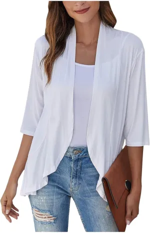 Kimonos for Women Breathable Open Front Tops Lightweight Cardigan Lrregular Hemline Cover Up Loose Fit Casual Coat