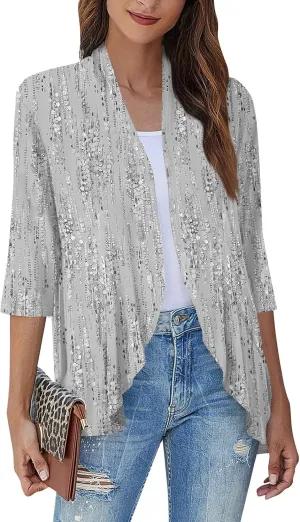 Kimonos for Women Breathable Open Front Tops Lightweight Cardigan Lrregular Hemline Cover Up Loose Fit Casual Coat