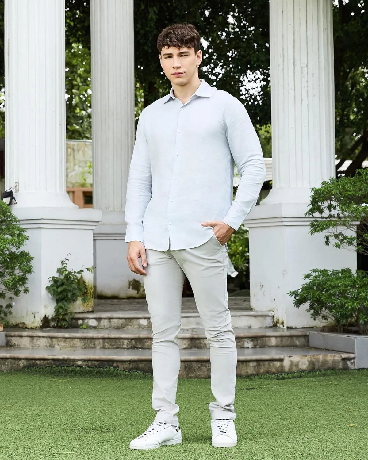 Krasiv Men's Chino Pants Stretch Cotton Slacks Slim Fit Tapered Leg Smart Casual Trousers