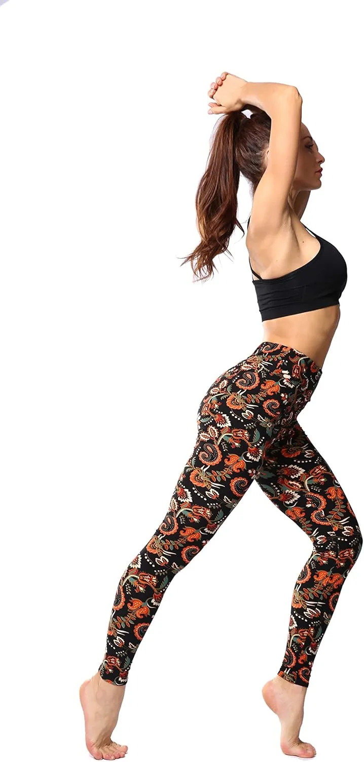 Leggings for Women Printed High Waist Ultra Soft Yoga Pants Comfy Workout Fashion Leggings -REG/Plus-150 Colors