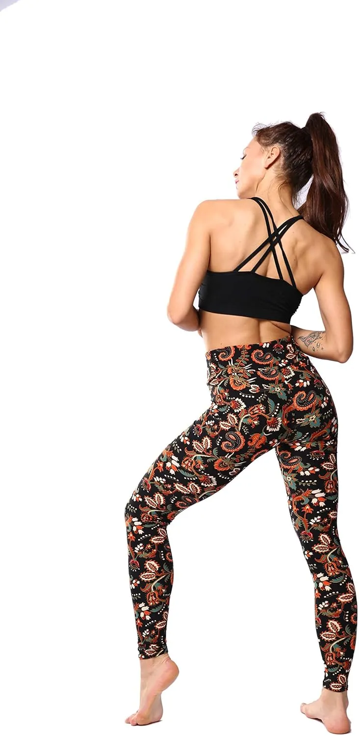 Leggings for Women Printed High Waist Ultra Soft Yoga Pants Comfy Workout Fashion Leggings -REG/Plus-150 Colors