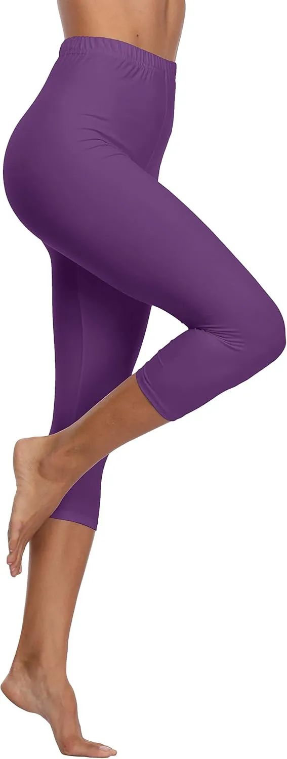LIGHTBACK Women's Capri Leggings High Waisted Cropped Yoga Pants Workout Capri Stretchy Gym Tights